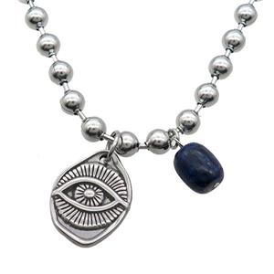 Raw Stainless Steel Necklace Eye, approx 9-11mm, 17-22mm, 6mm, 45cm length [SSB1965]