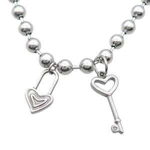 Raw Stainless Steel Necklace Lock Eye, approx 10-18mm, 10-24mm, 6mm, 17cm length [SSB1968]