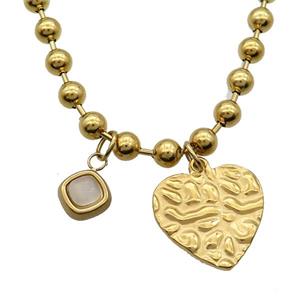 Stainless Steel Necklace Heart Gold Plated, approx 10mm, 18mm, 6mm, 45cm length [SSB1971]