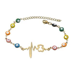 Stainless Steel Bracelets Evil Eye Multicolor Bear Gold Plated, approx 20-35mm, 6mm, 16-22cm length [SSB2193]