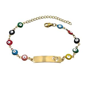 Stainless Steel Bracelets Evil Eye Multicolor Gold Plated, approx 6-30mm, 6mm, 16-22cm length [SSB2214]