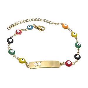 Stainless Steel Bracelets Evil Eye Multicolor Gold Plated, approx 6-30mm, 6mm, 16-22cm length [SSB2228]