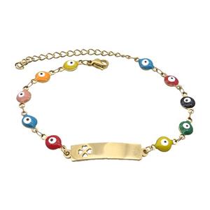 Stainless Steel Bracelets Evil Eye Multicolor Gold Plated, approx 6-30mm, 6mm, 16-22cm length [SSB2229]