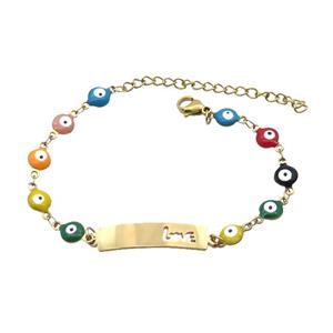 Stainless Steel Bracelets Evil Eye Multicolor Gold Plated, approx 6-30mm, 6mm, 16-22cm length [SSB2233]