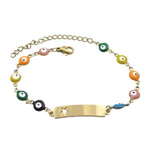Stainless Steel Bracelets Evil Eye Multicolor Star Gold Plated, approx 6-30mm, 6mm, 16-22cm length [SSB2235]