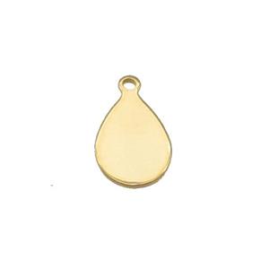 Stainless Steel Teardrop Pendant Gold Plated Flat, approx 8-14mm [SSB2243]