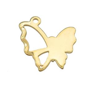 Stainless Steel Butterfly Pendant Gold Plated, approx 16-17mm [SSB2258]