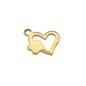 Stainless Steel Heart Pendant Gold Plated, approx 10mm [SSB2265]