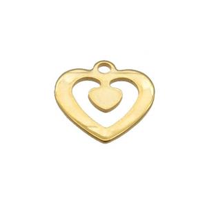 Stainless Steel Heart Pendant Gold Plated, approx 13mm [SSB2271]
