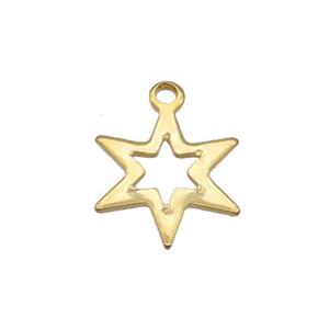 Stainless Steel Star Pendant Gold Plated, approx 11-13mm [SSB2289]