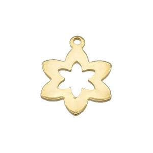 Stainless Steel Flower Pendant Gold Plated, approx 13mm [SSB2291]