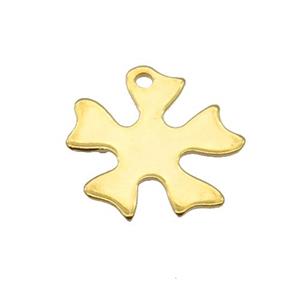 Stainless Steel Flower Pendant Gold Plated, approx 15mm [SSB2293]
