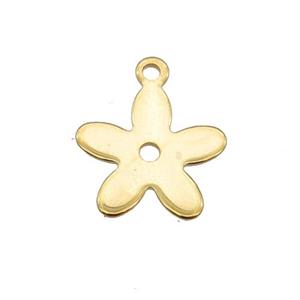 Stainless Steel Flower Pendant Gold Plated, approx 13mm [SSB2295]