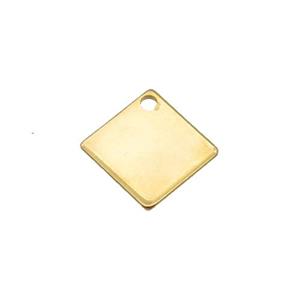 Stainless Steel Rhombic Pendant Gold Plated, approx 10mm [SSB2305]