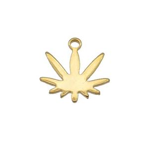 Stainless Steel Mapleleaf Pendant Gold Plated Flat, approx 11mm [SSB2310]