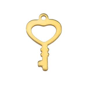 Stainless Steel Key Pendant Gold Plated, approx 11-18mm [SSB2319]