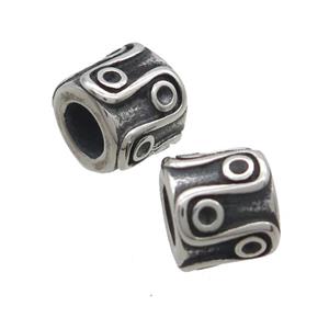 Stainless Steel Tube Beads Large Hole Antique Silver, approx 9.5mm, 5mm hole [SSB2332]