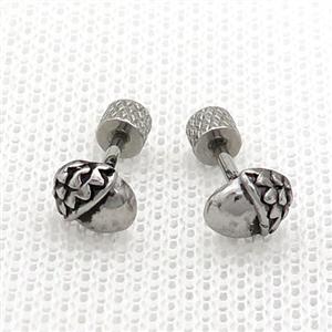 Raw Stainless Steel Stud Earrings Snowberry, approx 6-7mm [SSB2337]