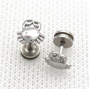 Raw Stainless Steel Stud Earrings Scorpion, approx 8mm [SSB2356]
