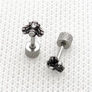 Raw Stainless Steel Stud Earrings Bee, approx 6mm [SSB2364]
