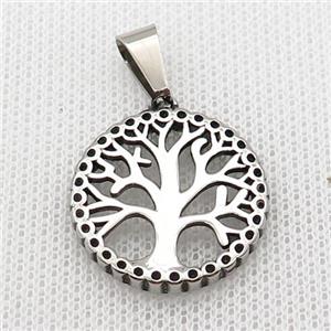 Raw Stainless Steel Pendant Tree Of Life, approx 22mm [SSB2375]