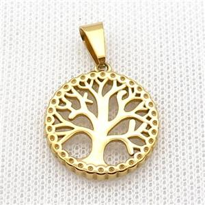 Stainless Steel Pendant Tree Of Life Gold Plated, approx 22mm [SSB2376]