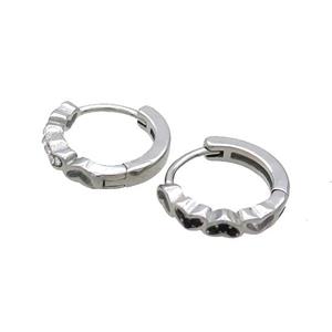Raw Stainless Steel Hoop Earrings Pave Rhinestone, approx 14mm dia [SSB2385]