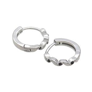 Raw Stainless Steel Hoop Earrings Pave Rhinestone, approx 14mm dia [SSB2389]