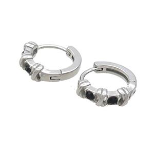 Raw Stainless Steel Hoop Earrings Pave Rhinestone, approx 14mm dia [SSB2391]