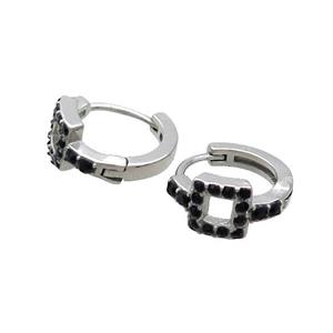 Raw Stainless Steel Hoop Earrings Pave Rhinestone, approx 6mm, 14mm dia [SSB2394]