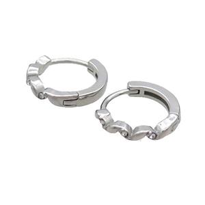 Raw Stainless Steel Hoop Earrings Pave Rhinestone, approx 14mm dia [SSB2395]