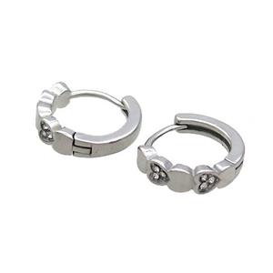Raw Stainless Steel Hoop Earrings Pave Rhinestone, approx 14mm dia [SSB2396]