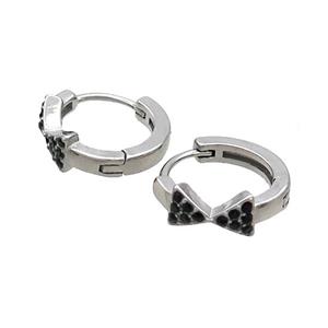 Raw Stainless Steel Hoop Earrings Pave Rhinestone, approx 14mm dia [SSB2397]