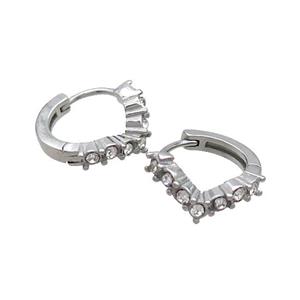Raw Stainless Steel Hoop Earrings Pave Rhinestone, approx 14mm dia [SSB2399]