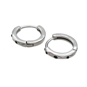 Raw Stainless Steel Hoop Earrings Pave Rhinestone, approx 14mm dia [SSB2401]
