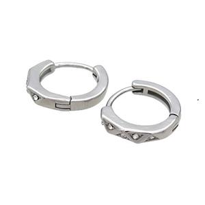 Raw Stainless Steel Hoop Earrings Pave Rhinestone, approx 14mm dia [SSB2403]