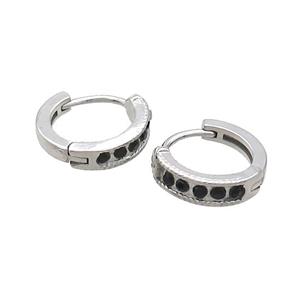 Raw Stainless Steel Hoop Earrings Pave Rhinestone, approx 14mm dia [SSB2406]
