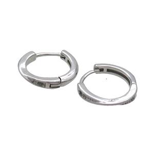 Raw Stainless Steel Hoop Earrings Pave Rhinestone, approx 14mm dia [SSB2412]