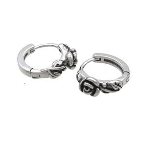 Raw Stainless Steel Hoop Earrings Flower, approx 14mm dia [SSB2417]