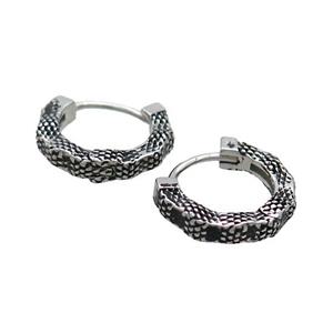 Stainless Steel Hoop Earrings Snakeskin Antique Silver, approx 14mm dia [SSB2421]