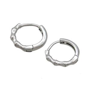 Raw Stainless Steel Hoop Earrings Bamboo, approx 14mm dia [SSB2422]