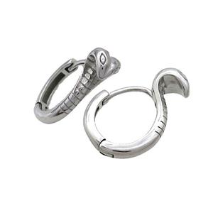 Raw Stainless Steel Hoop Earrings Snake, approx 14mm dia [SSB2423]