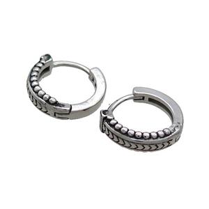 Stainless Steel Hoop Earrings Antique Silver, approx 14mm dia [SSB2426]