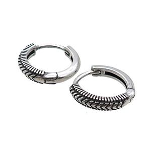 Stainless Steel Hoop Earrings Antique Silver, approx 14mm dia [SSB2430]