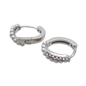 Raw Stainless Steel Hoop Earrings Pave Rhinestone, approx 14mm dia [SSB2433]