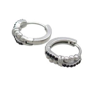 Raw Stainless Steel Hoop Earrings Pave Rhinestone, approx 14mm dia [SSB2441]