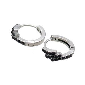 Raw Stainless Steel Hoop Earrings Pave Rhinestone, approx 14mm dia [SSB2444]