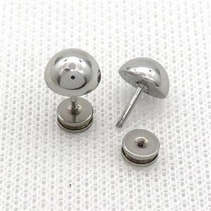 Raw Stainless Steel Stud Earrings, approx 9mm [SSB2448]