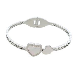 Raw Stainless Steel Pave Shell Heart, approx 13mm, 9mm, 3.5mm, 48-55mm dia [SSB2463]