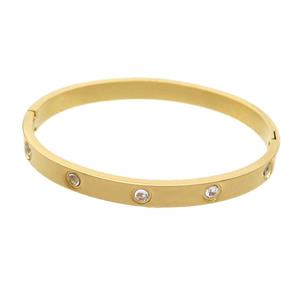 Stainless Steel Bangle Pave Rhinestone Gold Plated, approx 6mm, 50-58mm dia [SSB2473]